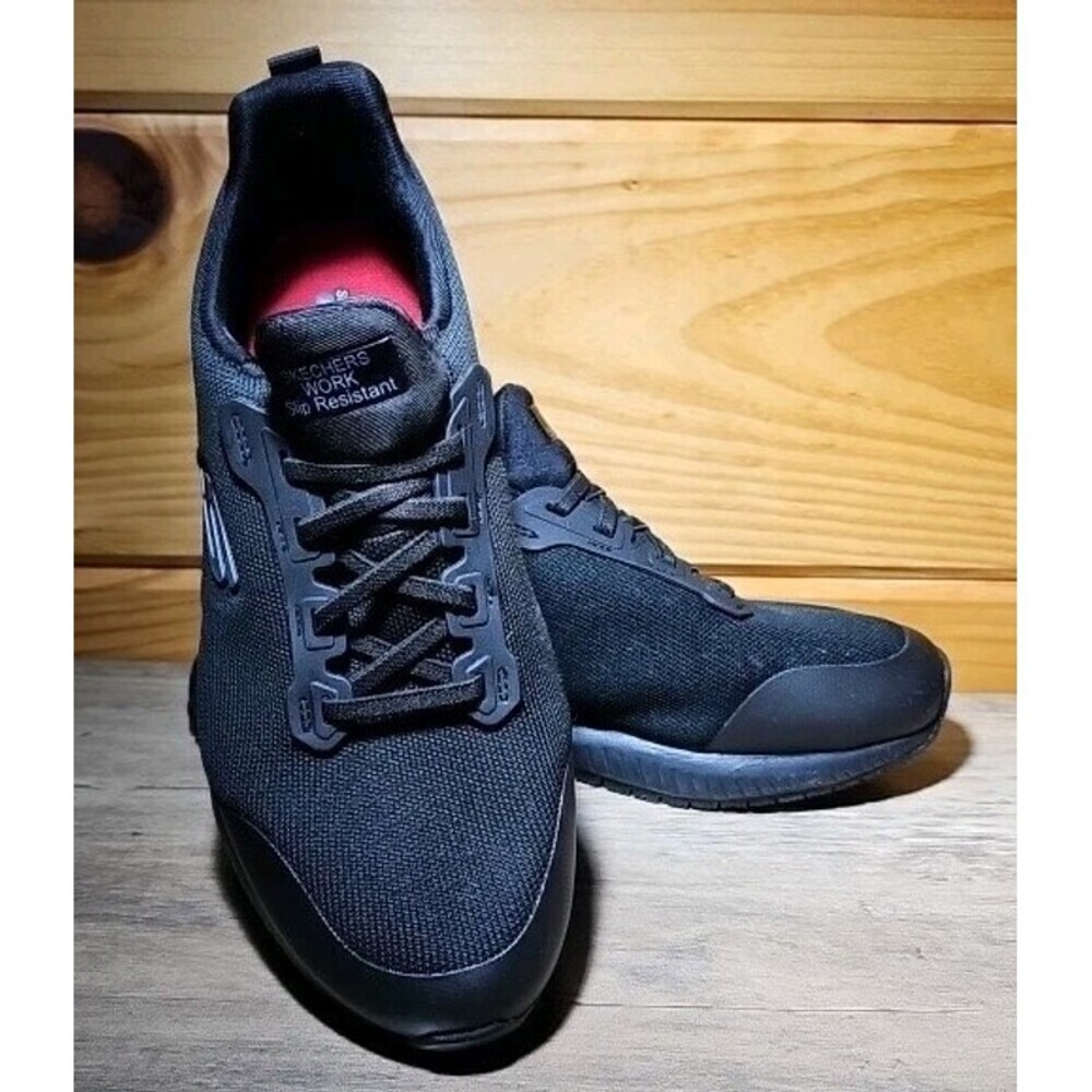 Skechers Womens Size 9 Wide Work Squad SR 77222W Black Running Shoes Sneakers
